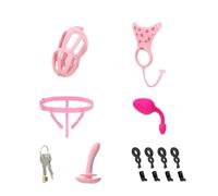 Silicone Chastity Cage, Remote Vibrator Adjustable Secure Belt