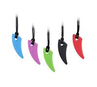 Silicone Chewing Teether Necklace, Chewelry Pendant for Adult & Small Baby to Wear, Soft Sensory Nursing Tools for Autism, ADHD, and Teething Kids (5 Pack, Spike Shape)