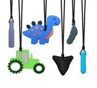 Silicone Chewy Necklace for Kids 6 Pack, Sensory Chew Necklaces for Toddler, Children with Autism, ADHD, Biting Needs, Oral Chewy Teethers for Adult Reduce Anxiety Fidgeting