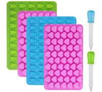 Silicone Chocolate And Ice Cube Molds, 4 Pieces With Hearts And Bears, With 2 Pipettes, For Jelly, Chocolate, Gummy Bears, Sweets