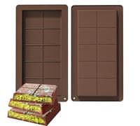 Silicone Chocolate Bar Molds 2 Pack, Thick Deep Cavity Design for DIY Baking, Candy Making, Ice Cubes, Food Grade Non Stick Mold with Measuring Spoon, Reusable and Heat Resistant