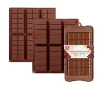 Silicone Chocolate Bar Molds Set - Non-Stick, Easy Release Mould for Wax Melts, Soy Candles, Protein Bars, Energy Soap, DIY Handmade Gifts (3PCS, Break Apart Design)