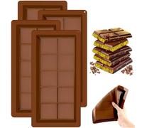 Silicone Chocolate Bar Moulds 10 Cavity Reusable Mould Thick Chocolate Bar Mold Non-Stick Jelly Moulds for DIY Baking Candy Ice Cube Maker (4 PCS)