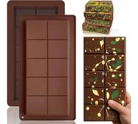 Silicone Chocolate Bar Moulds 2 Pack, Deep Rectangle Candy Molds for DIY Baking, Dishwasher Safe