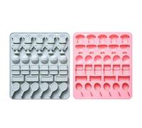 Silicone Chocolate Molds, 2PCS Sports Theme Candy Moulds for Baking Jelly Ice Cube Cupcake Decorations (Football/Badminton/Table Tennis/Hockey/Tennis)