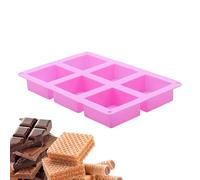 Silicone Chocolate Molds - 6 Cavity Chocolate Molds for Baking | Non-Stick Square Bakery Tools for Clay, Soap, Resin, Plaster, and Cupcakes