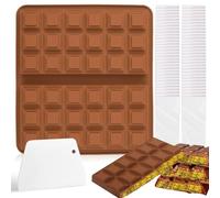 Silicone Chocolate Mould, 18 Cavity Chocolate Energy Bar Moulds, Large Deep Dubai Chocolate Mold with Scraper & Candy Bags, Non-Stick Deep Chocolate Moulds for Filling Pistachio Chocolate (1 PCS)