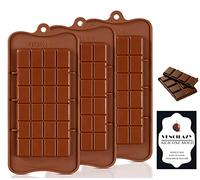Silicone Chocolate Mould Break-Apart Chocolate Mold Vencilazy 3 PCS Non-Stick Reusable Candy and Energy Bar Mold Chocolate Bar DIY Baking Molds