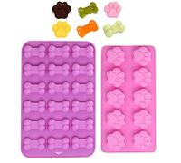 Silicone Chocolate Moulds, 10-Cavity and 18-Cavity Dog Paw & Dog Bone Molds Set, Reusable Non-Stick Silicone Molds for DIY Cake, Candy, Jelly, Ice Cube