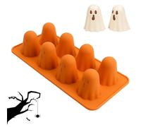 Silicone Chocolate Moulds, Halloween Ghost Silicone Moulds,8-Cavity Ghost Silicone Molds Halloween Chocolate molds Candy Moulds for Gummy, Candy, Chocolate, Cookie, Ice Cube, Jelly DIY (1)