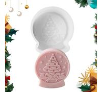 Silicone Christmas Candle Moulds, Silicone Christmas Candle Moulds, Table Ornament Craft Mould, Christmas Plaster Moulds in Crystal Ball Mould for Resin Casting, Decorative Epoxy Resin Mould