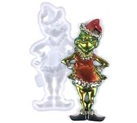 Silicone Christmas Grinch Resin Casting Mold, Crystal Jewelry Epoxy Molds Art Craft DIY Agate Amber Mould Home Wall Decor Pendant Ornament Handmade Gift Cake Chocolate Baking Mold