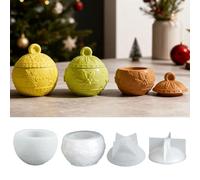 Silicone Christmas Moulds, 2Pcs Christmas Ball Candle Molds Casting Molds Xmas Snowflake Storage Pot Silicone Mould for Home Decroration