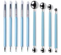 Silicone Clay Sculpting Tools, 9 PCS Ball Stylus Tools Double-Ended Polymer Clay Tool Modeling Ball Tools Soft Rubber Tip Modelling Pen for Ceramic Shaping Engraving Embossing
