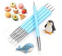 Silicone Clay Sculpting Tools Set,Double-Ended Modeling Dotting Pens,Modeling Dotting Tool Set with Handle Ball for Pottery Sculpture Polymer Clay Crafting Nail Art(5PCS)