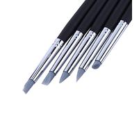 Silicone Clay Shapers, Multipurpose Sculpting for Polymer Clay Surface Erase Mark, Comfortable Wood Handle Cleanable, 5pcs Set, Artists Pottery Making Projects