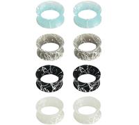 Silicone Clear/Grey/Black and Lake Blue 4 Pairs Flexible Thin Ear Tunnels Hypoallergenic Gauges Set Soft Expander Stretching Kit Piercing Jewelry Tuneles De Oreja Para Hombre Men Women 8 mm(0 G)