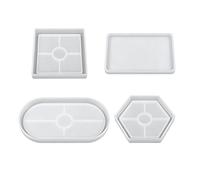 Silicone Coaster Molds - 4-Piece Reusable Kit, Handmade Casting Moulds with Easy Release Design, Sturdy & Flexible, Crafting Fun, for Thanksgiving Holiday Party Home Office Dorm Apartment