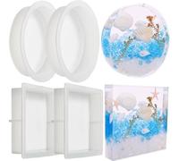 Silicone Coaster Resin Mold, 2 Square and 2 Circular, Suitable for DIY Home Gift Decoration and Floral Art Project