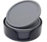 Silicone Coaster Set of 6 Pieces with Silicone Cup Holder,Drinking Coasters, Cup Mat for Drinks,Live for Hot or Cold Drink Thickened, Non-Slip, Non-Stick (grey(Classic style))
