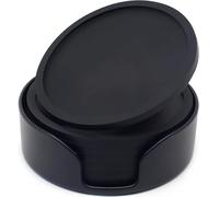 Silicone Coaster Set of 6 Pieces with Silicone Cup Holder,Drinking Coasters, Cup Mat for Drinks,Live for Hot or Cold Drink Thickened, Non-Slip, Non-Stick (black(Classic style))