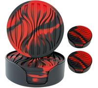 Silicone Coaster Set of 6 Pieces with Silicone Cup Holder,Drinking Coasters, Cup Mat for Drinks,Live for Hot or Cold Drink Thickened, Non-Slip, Non-Stick, Deep Tray (2 Packs)