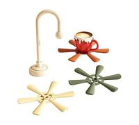 Silicone Coaster - Silicone Mat | Non-Slip Drink Coasters Foldable Mat Heat Resistant Reusable for Family, Friends, Kitchenware, Daily Drinks, E