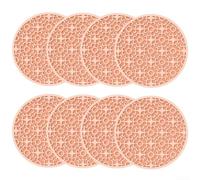 Silicone Coasters 8 Pack with Non Slip Design and Floral Groove Pattern to Prevent Slipping and Absorb Condensation on For Coffee and Dining Tables (Orange)