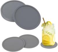 Silicone Coasters Set of 4 - Non-Slip, Heat-Resistant Drink Mats - Durable, Easy to Clean Cup Pads for Coffee, Beer, and Tea - Table Protection - Multiple Colors (Grey)