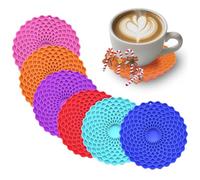 Silicone Coasters Set of 6 Non-Slip Colourful Rubber Multipurpose Heat Resistant Oilproof Place Mats Pot Holder Assorted Color