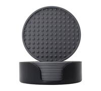 Silicone Coasters with Holder,Anti Slip Coasters - Heat-Resistant Round Mat with Holder for Coffee Furniture Decor Bar Kitchen Counter Dining Table