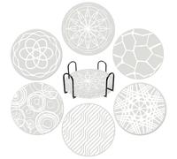 Silicone Coasters with Holder, White Round Drink Coasters Set of 6 Rubber Cup Pad Non-slip Mug Mat Decorative Cup Coasters Heat Resistant for Coffee Table, Kitchen, Office, Bar(White)