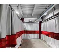 Silicone-Coated Flame Retardant Blanket, Industrial Partition Curtain with Red Viewing Panels for Homes and Workshops(3.5x3m)