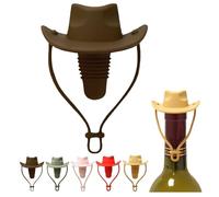 Silicone coffee cowboy hat wine stopper,Funny Hat Shaped Wine Stoppers Decorative Wine Sealer Bottle Caps, leak-proof Reusable wine stoppers, Cute Kitchen Gadgets Wine Accessories Tools Gifts(coffee)