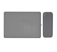 Silicone Coffee Machine Mat Dish Drying Pad with Raised For Edge for Countertop Protection | For Easy Clean Space Saving Bar Linen for Kitchen homes Use Grey Black White(Grey)
