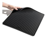 Silicone Coffee Machine Mat for Sage 875/880 Black, 35x35cm Small, 0.6cm Raised Lip Spill-Proof, Non Slip, Under Coffee Maker, Coffee Tamper Station Mat Counter Protector