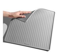 Silicone Coffee Machine Mat for Sage 875/880 Grey, 35x35cm Small, 0.6cm Raised Lip Spill-Proof, Non Slip, Under Coffee Maker, Coffee Tamper Station Mat Counter Protector