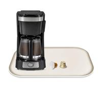 Silicone Coffee Maker Mat with Lip, 17.4'' x 10.6'' Heavy Duty Coffee Maker Mat for Countertops, Coffee Tray Fit Under Coffee Machine Appliance Automatic Machines Espresso Accessory, Cream White