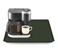 Silicone Coffee Maker Mat with Lip, 19.7'' x 15'' Heavy Duty Coffee Maker Mat for Countertops, Coffee Tray Fit Under Coffee Machine Appliance Automatic Machines Espresso Accessory, Dark Olive Green