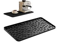 Silicone Coffee Mat - 15.75x7.87x0.39in Tamper Pad, Heat Resistant Countertop Protector, Non-Slip Large Waterproof Surfacee | Raised Edge Spill Containment for Coffee Bar Station Kitchen