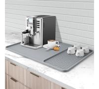 Silicone Coffee Mat, 24'' x 16'' Bar Mat with Detachable Dish Drying Mat for Countertops, Fits Under Coffee Maker, Machine, Espresso Machine, Dish Rack