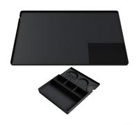 Silicone Coffee Mat Featuring Non Slip Base and Dedicated Drainage Section with Detachable Coffee Tamping Pad for Kitchen Countertop Use (Black)