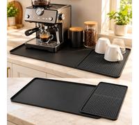 Silicone Coffee Mat for Lavazza A Modo Mio Jolie Evo, Black 2-in-1 Drip Mat | 40×60 cm black silicone coffee mat with raised edges and draining grooves for a cleaner, drier and more organized countertop.