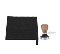 Silicone Coffee Tamper Mat Stainless Steel Coffee Tamper with 58mm Wood Tamper Perfect Protection for Home Kitchen Coffee Making Accessories (Black)
