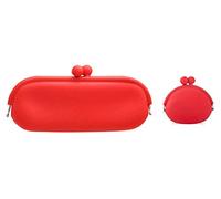 Silicone Coin Purse Eyeglass Case Makeup Comestic Bag Pouch, Red Coin Bag+eyeglass Case