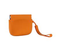 Silicone Coin Purses Silicone Snap Wallet Coin Pouch & Key Holder Mini Earphone/Cash Organizer Pouch with Wrist Strap for Change, Receipts, Keys(Orange)