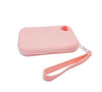 Silicone Coin Wallet,Simple Makeup Lipstick Bag,Korean Wrist Bag,Portable Coin Purse,Mini Storage Bag(Pink)
