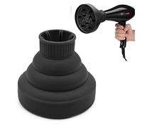Silicone Collapsible Blow Dryer Diffuser, Foldable Portable Curling Diffuser Blow Dryer Attachment for Nozzle Diameter 1.4 to 2 Inch (Black)