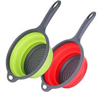 Silicone Collapsible Colander,Collapsible Drainer Basket,Vegetable Washing Basket Strainer with Handle,Foldable Strainer Colander(2Pcs)