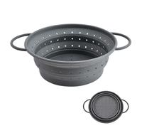 Silicone Collapsible Colander, Foldable Colander for Kitchen with Non-Slip Handle, Space Saving Fruit Washer & Pasta Strainer, Dishwasher Safe Collapsible Strainer for Home & Camping Use